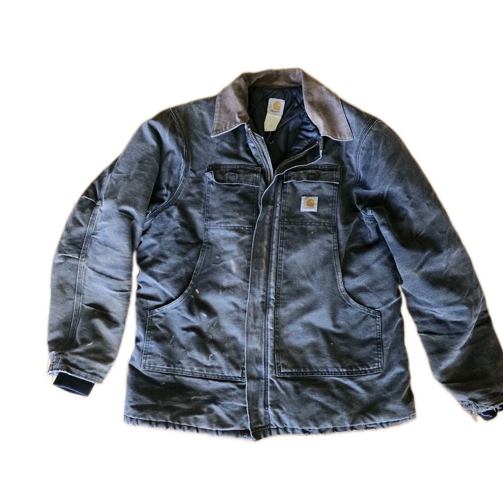 Vintage Carhartt C03 BLK Arctic Coat Jacket Mens 48 Tall USA Black Distressed